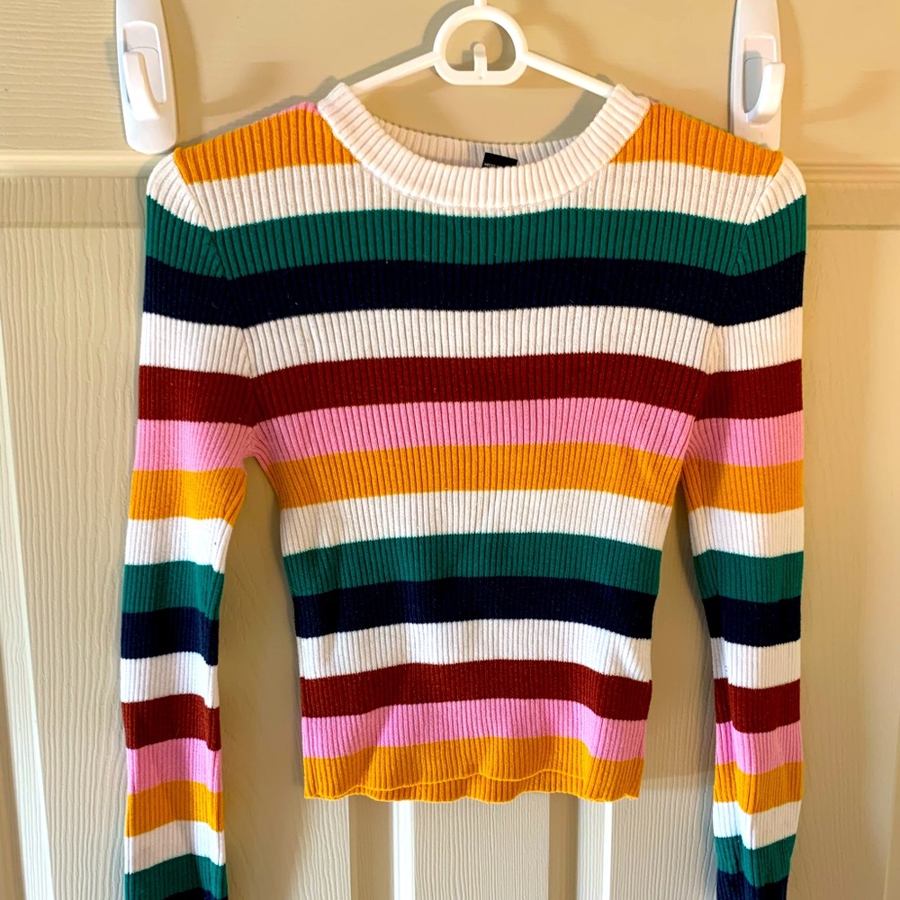 Fitted long sleeved rib-knit sweater